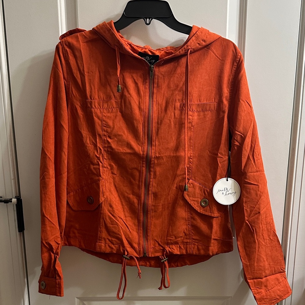 BNWT Women's Lightweight Hooded Utility Jacket in Orange